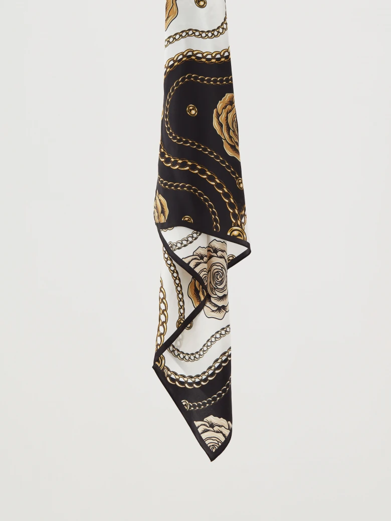 Silk gavroche with floral motif