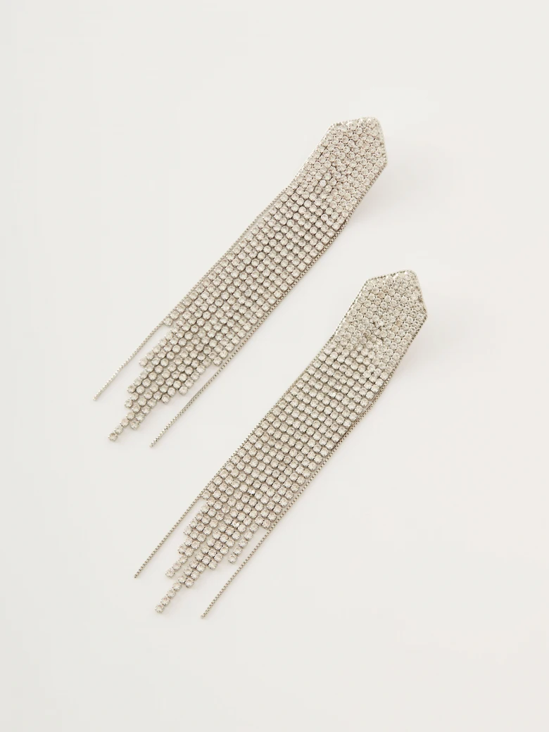 Long cascade earrings with glass beads