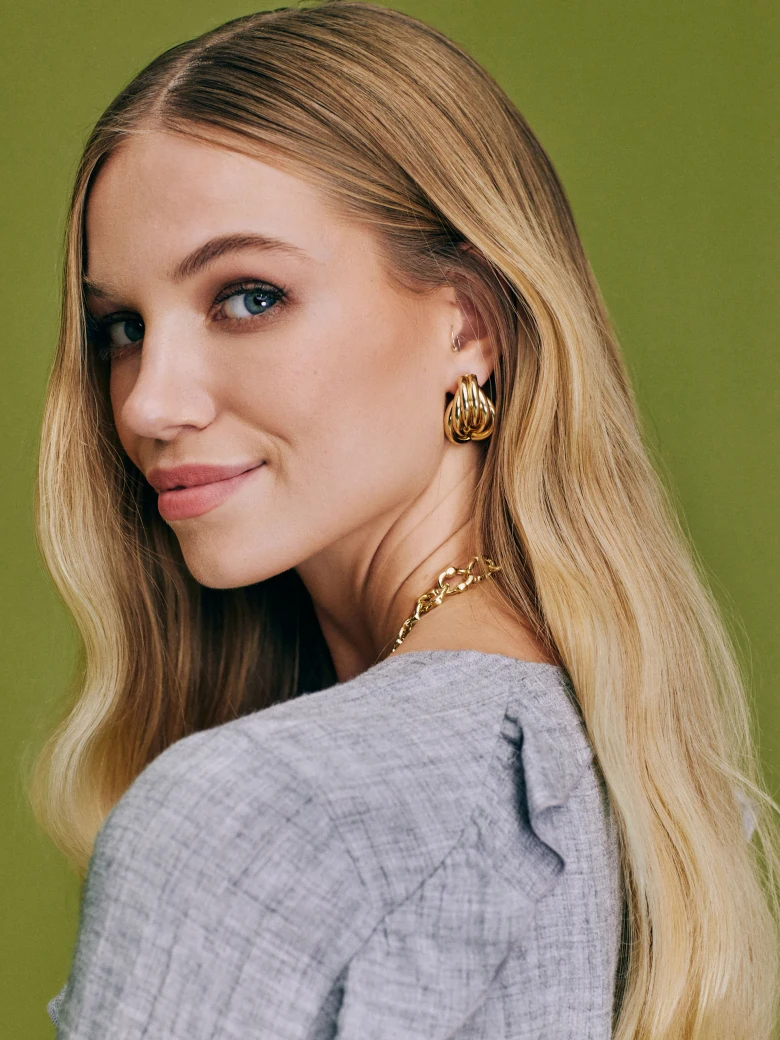 Gold fluted metal earrings