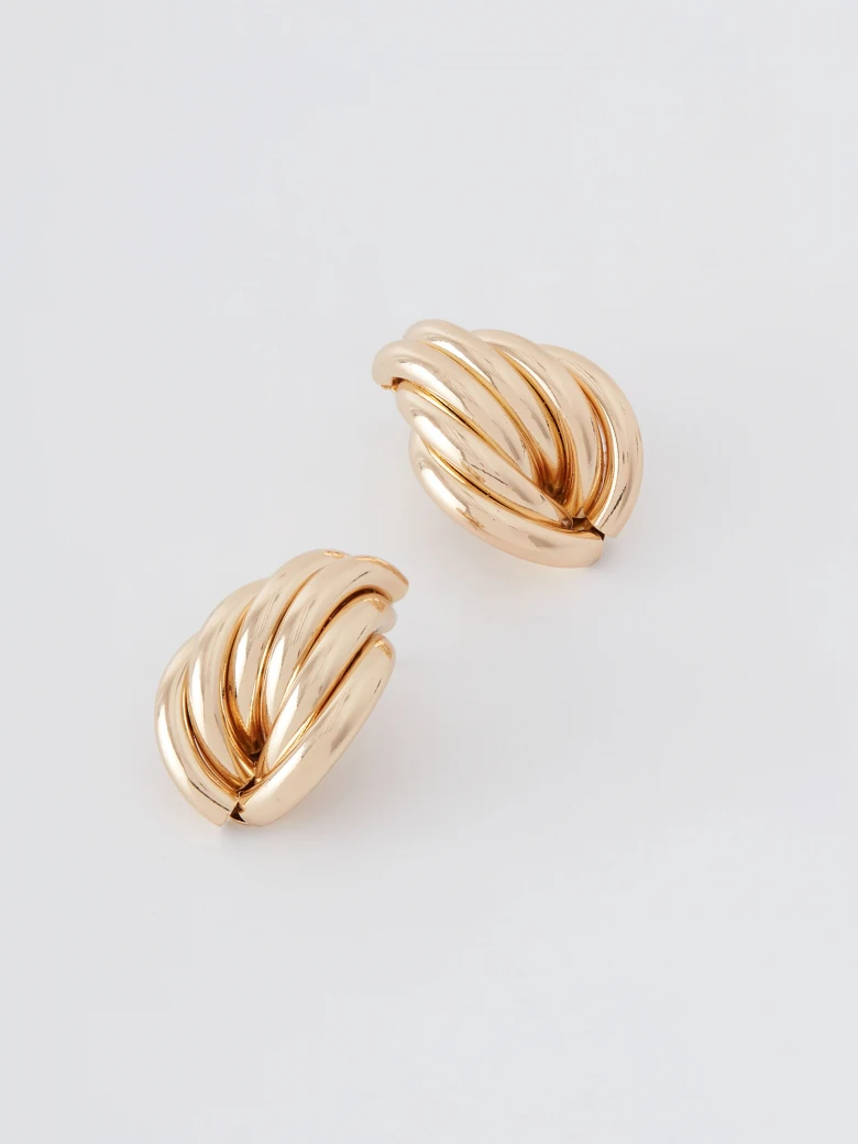 Gold fluted metal earrings