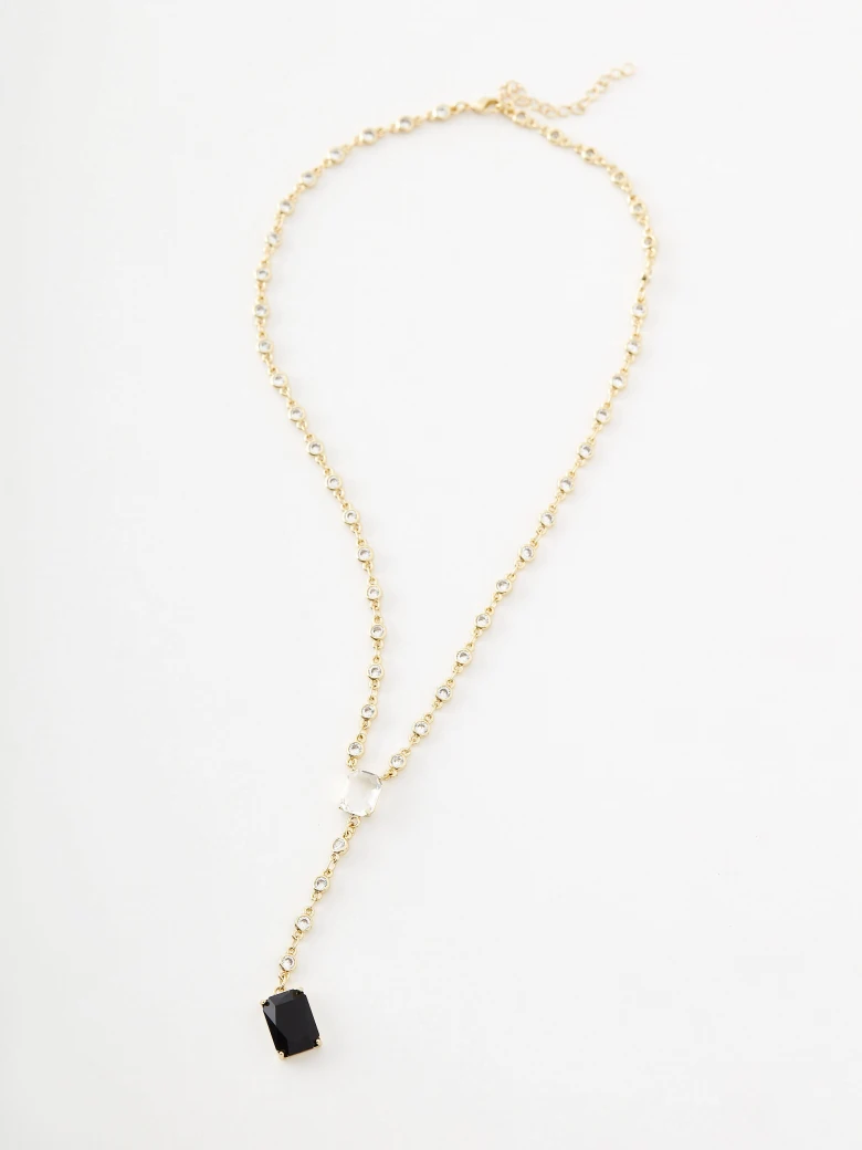 Gold plated finish necklace with zircons