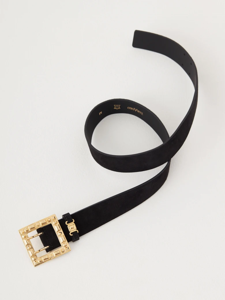 Black belt with decorative buckle