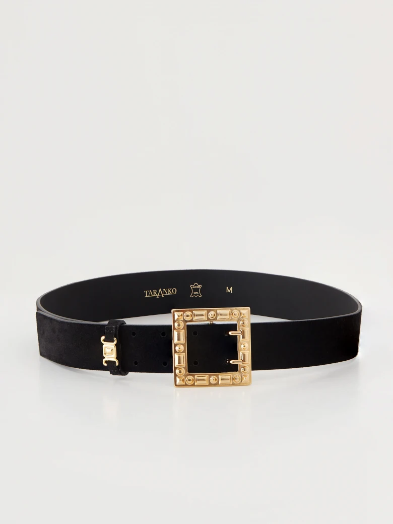 Black belt with decorative buckle