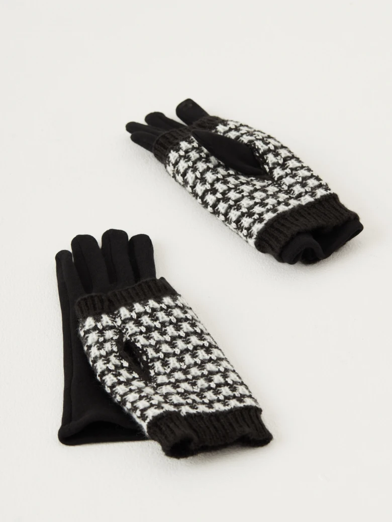 Black and white gloves