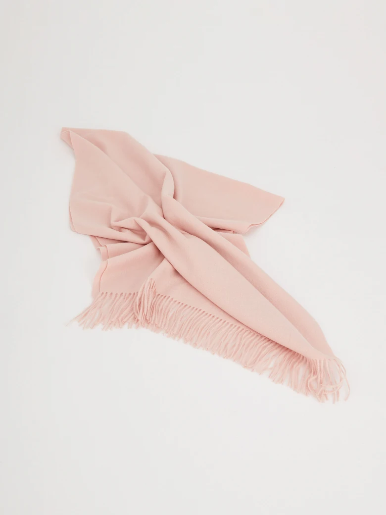 Pink knitted shawl with tassels
