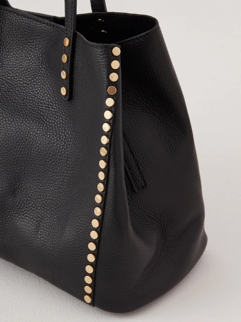 Black leather shopper bag
