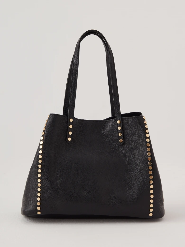 Black leather shopper bag