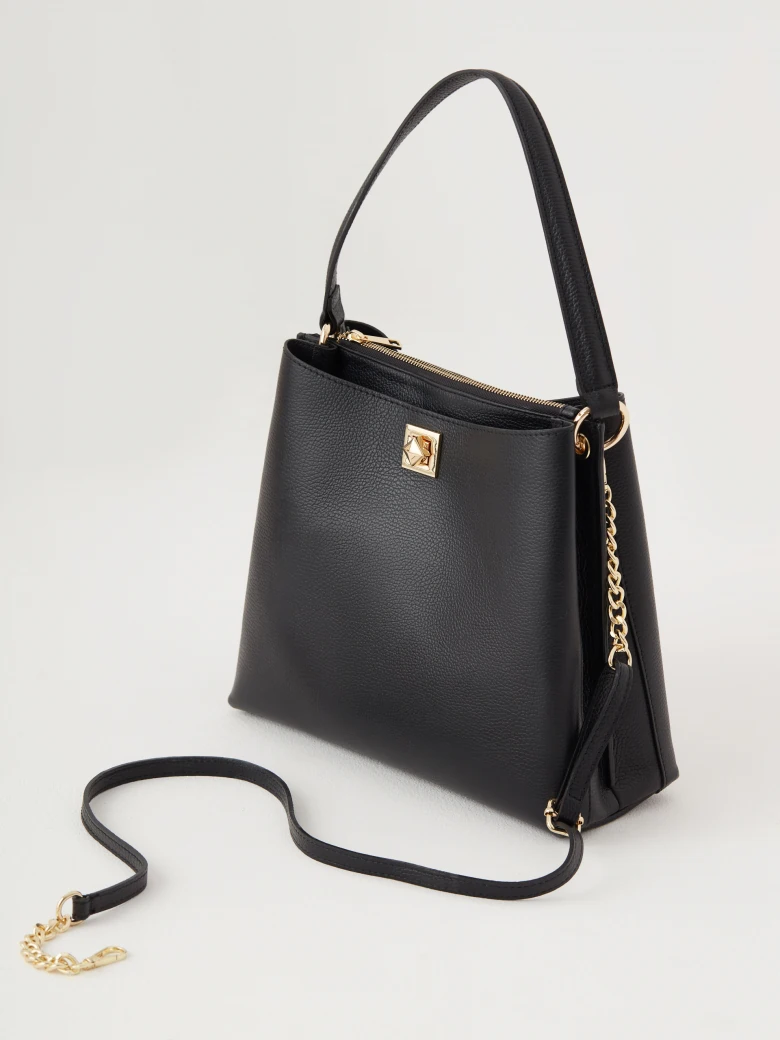 Black bucket bag