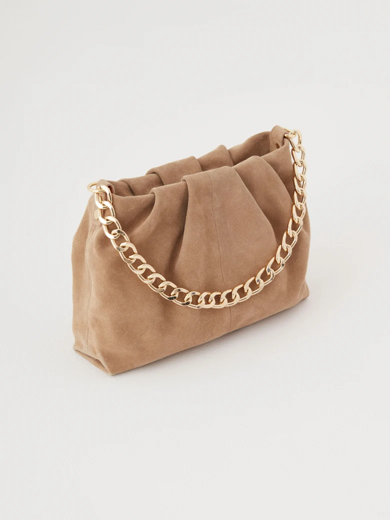 Caramel suede handbag