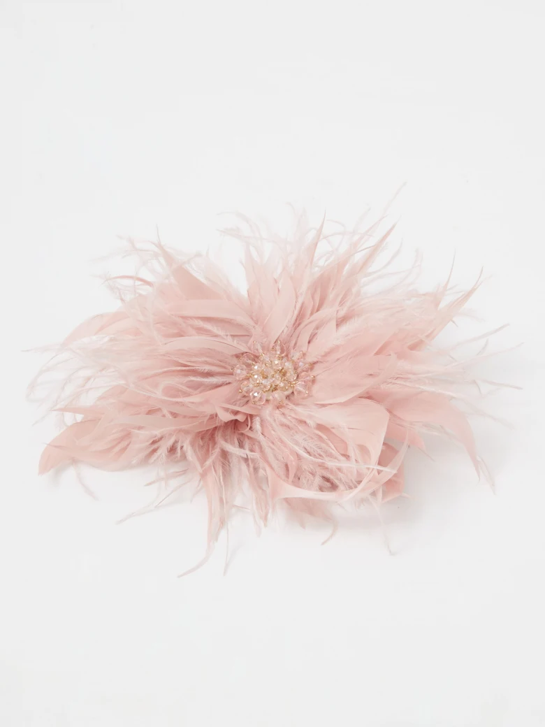 Large pink feather brooch