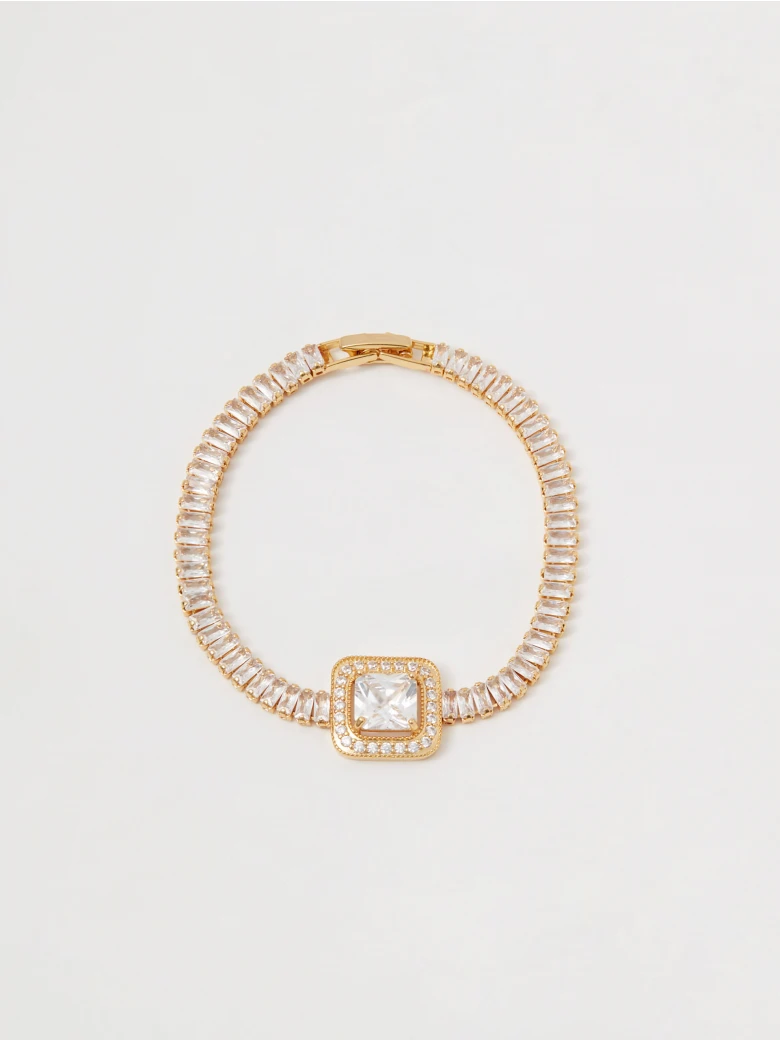 Gold-plated bracelet with decorative zirconia stones