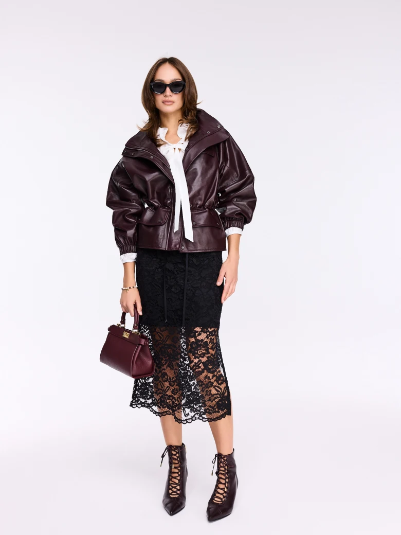 Dark burgundy leather heeled ankle boots