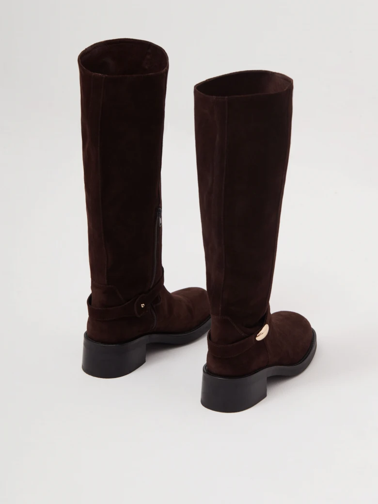 Chocolate suede biker boots