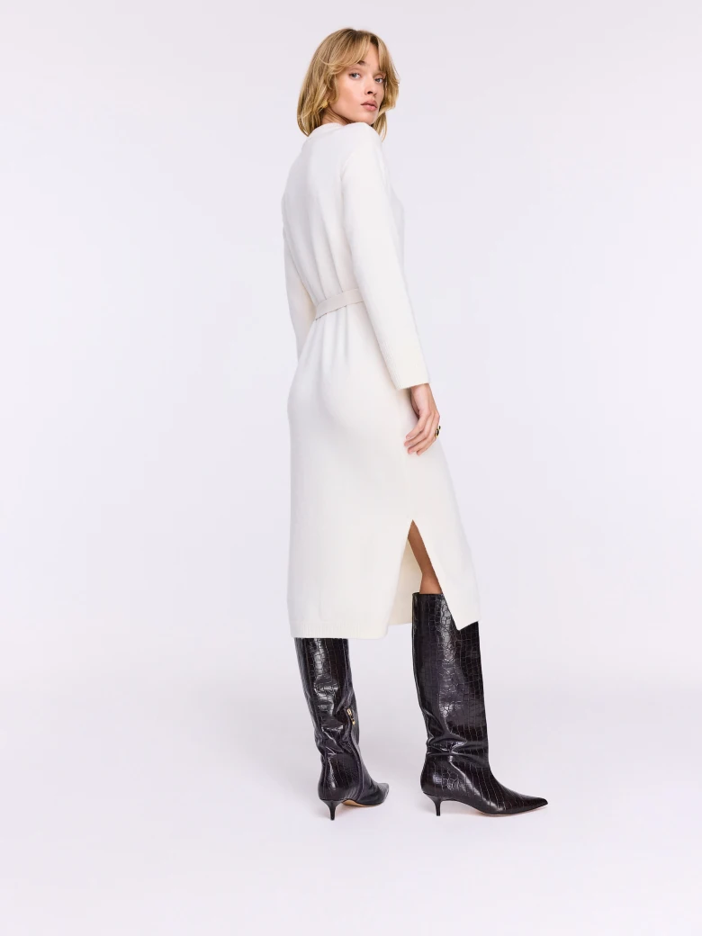 Chocolate boots with crocodile leather texture