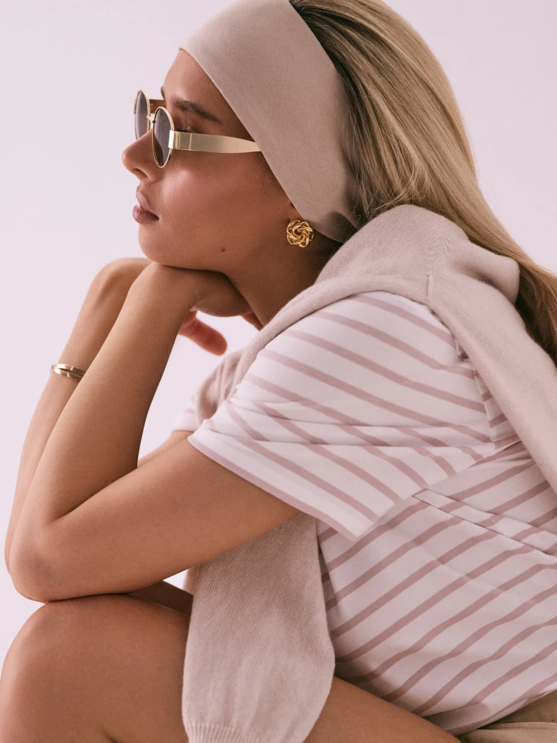 Beige cotton headband