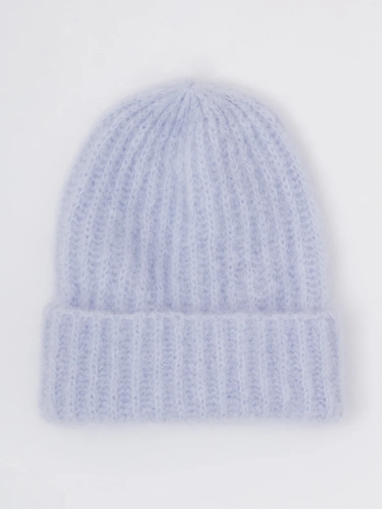 Blue striped alpaca hat