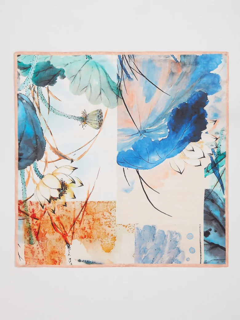 Silk scarf with floral prints