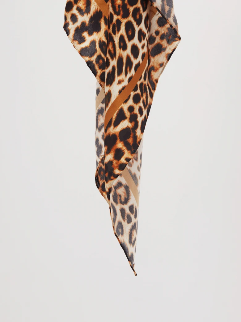 Large silk leopard print scarf