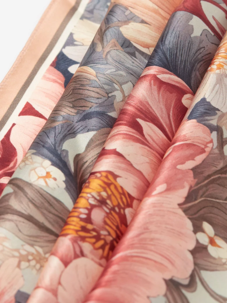 Silk scarf with pastel flowers