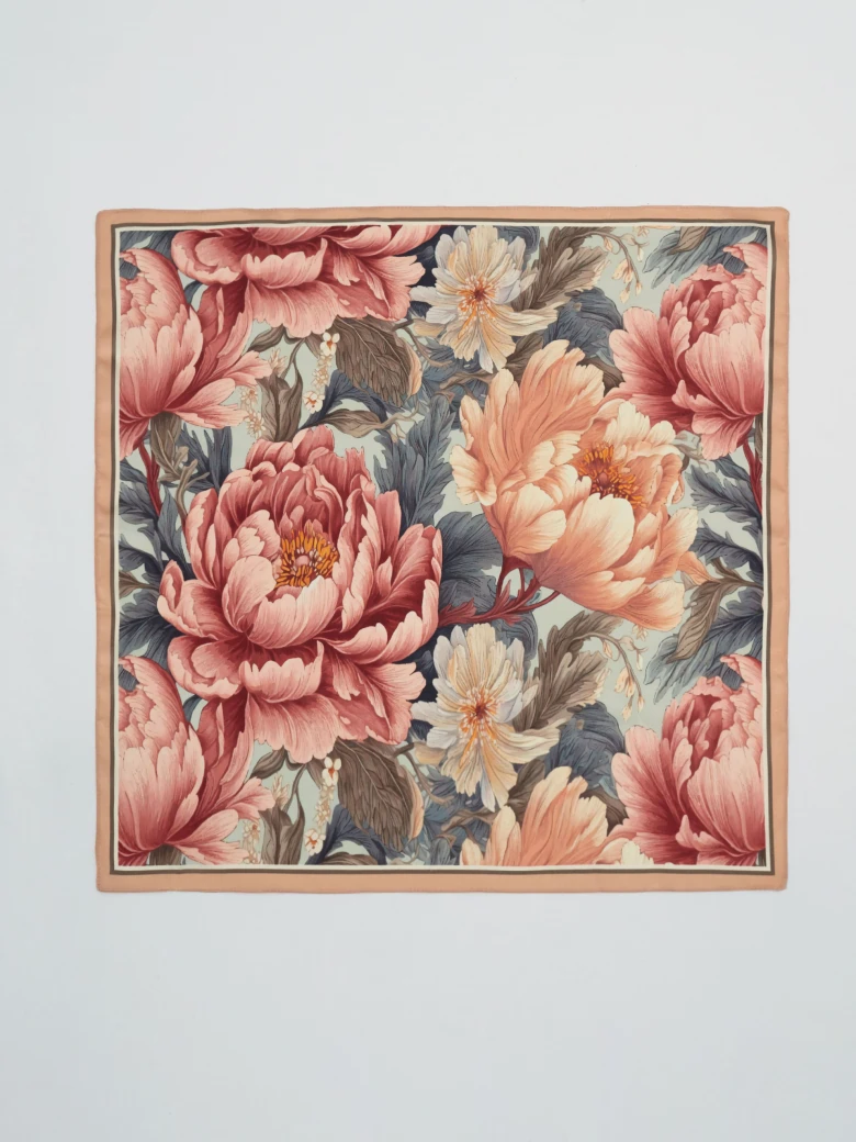 Silk scarf with pastel flowers
