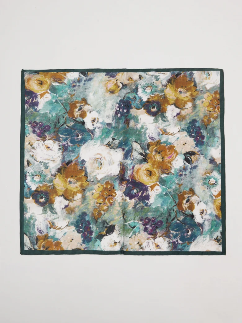 Silk scarf with floral patterns
