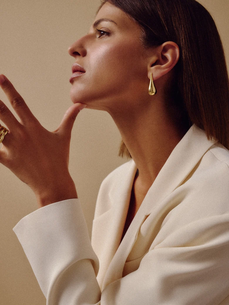 Large gold-plated drop earrings