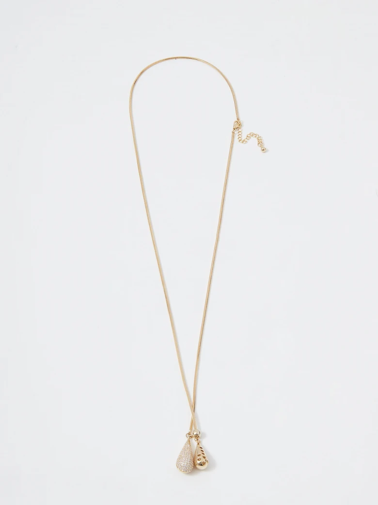 Tie necklace with drop pendants