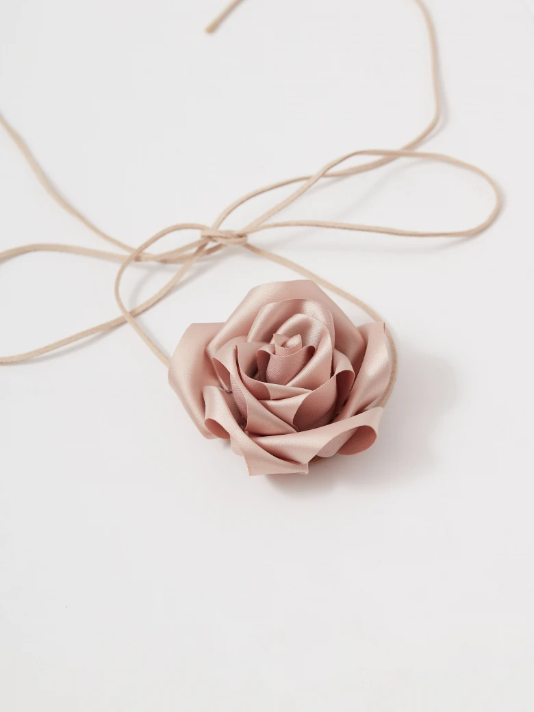 Pink rose choker necklace