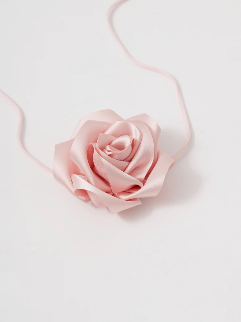 Pink rose choker necklace