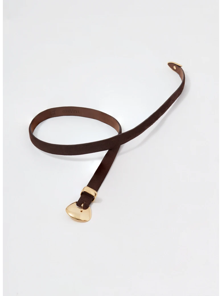 Chocolate-colored strap made of bombato leather