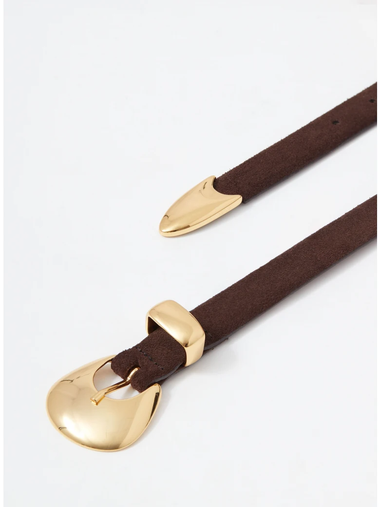 Chocolate-colored strap made of bombato leather