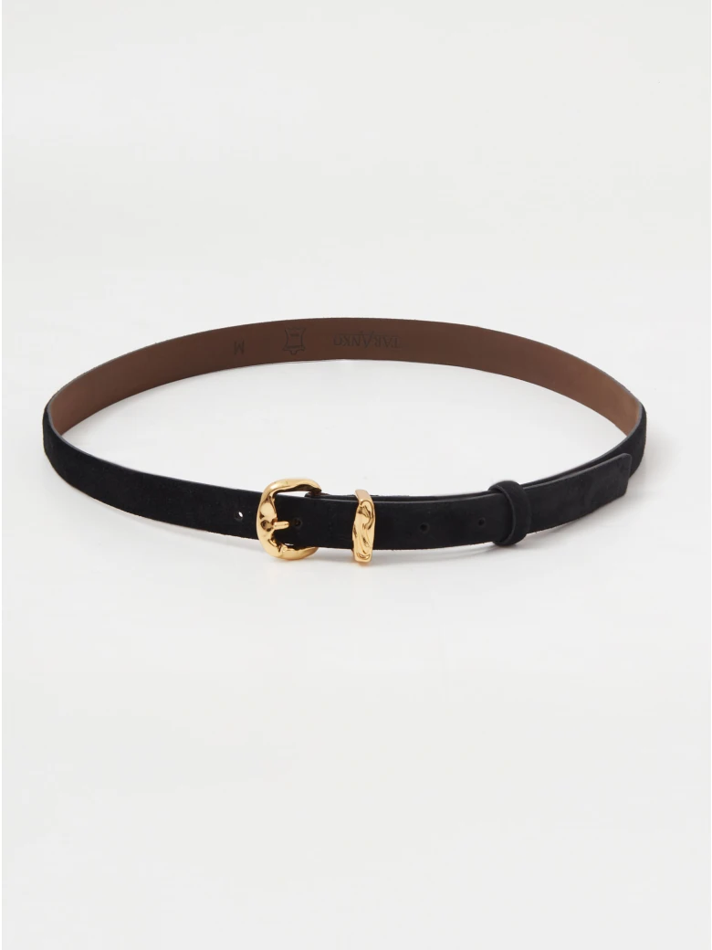 Black bombato belt with decorative buckle