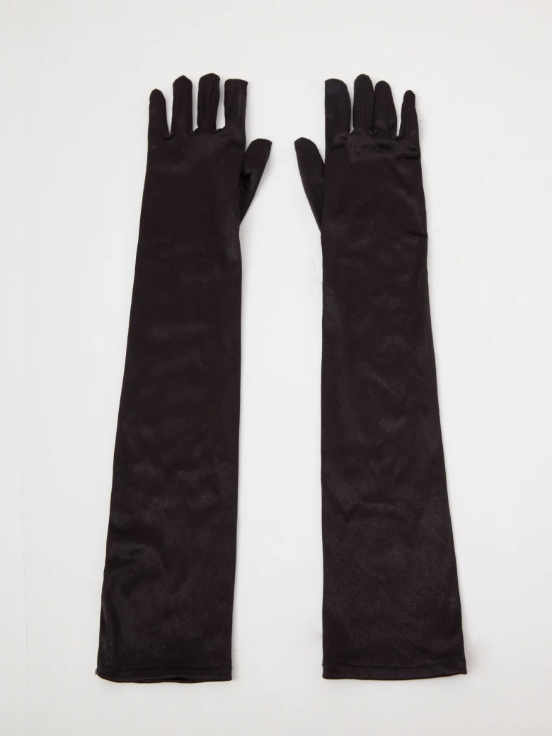 Long black gloves made of soft fabric