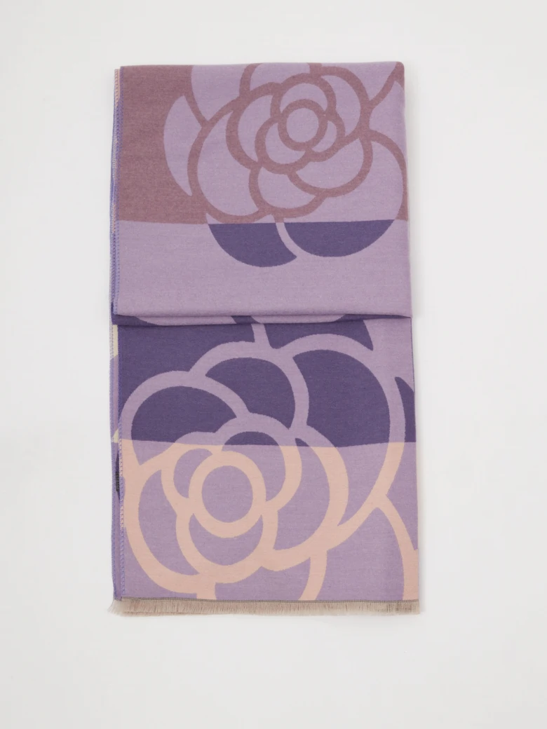 Large purple scarf with floral motif