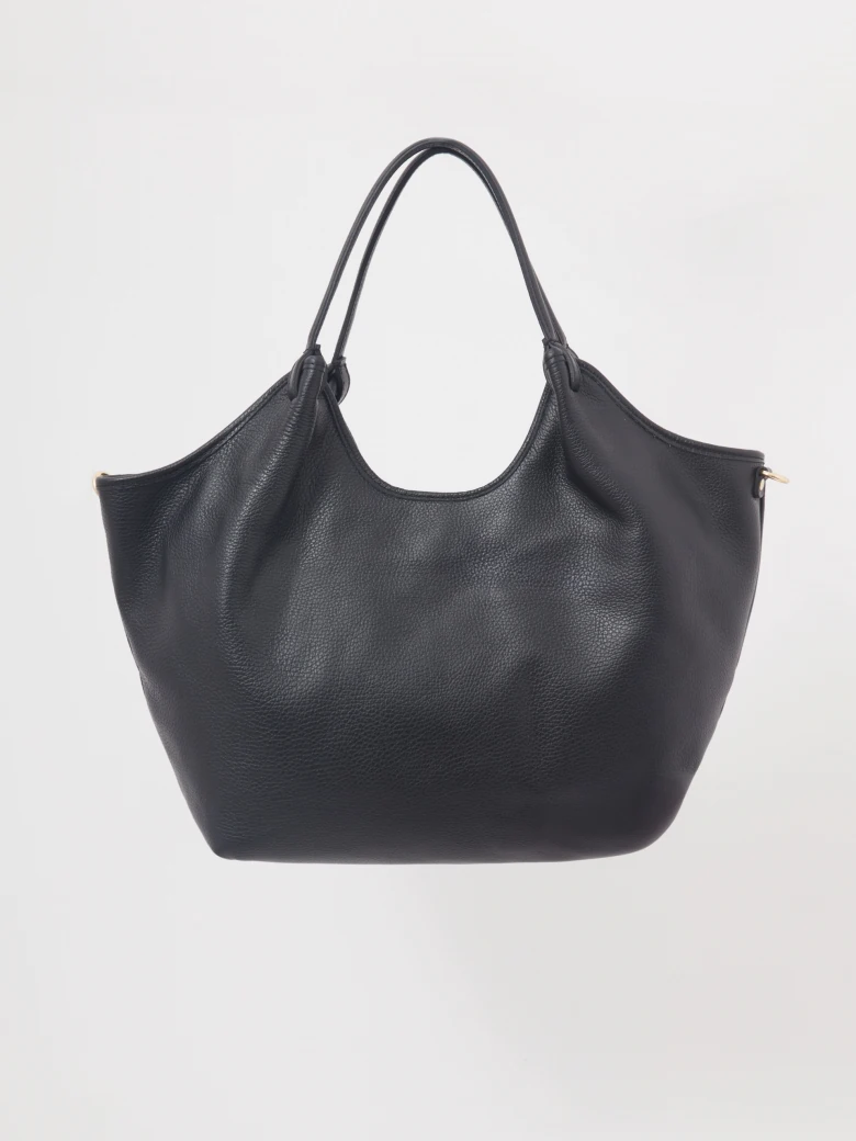 Black leather shopper bag