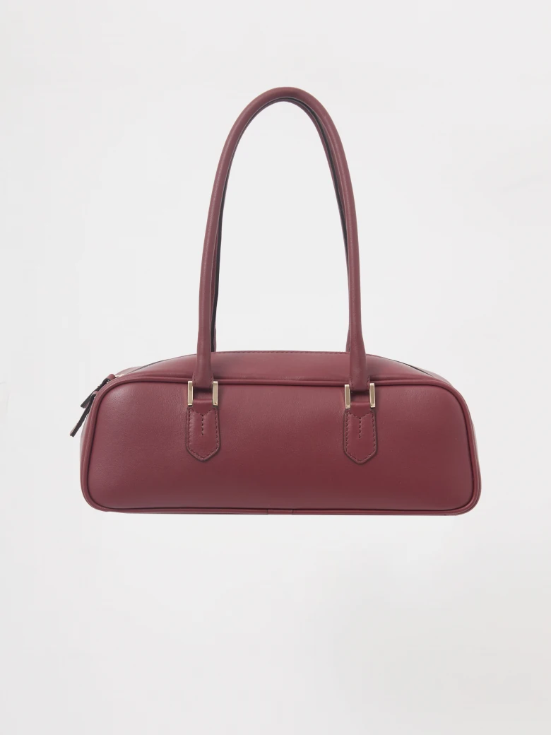 Burgundy leather baguette bag