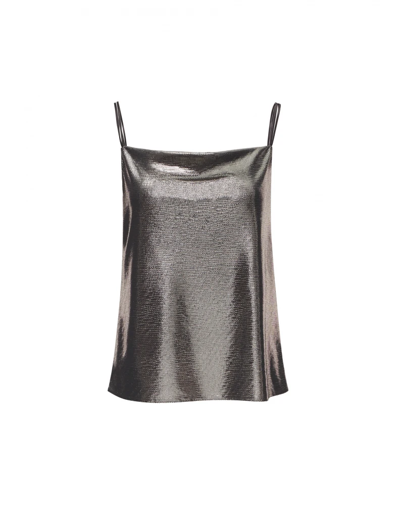 SHINY STRAPLESS BLOUSE