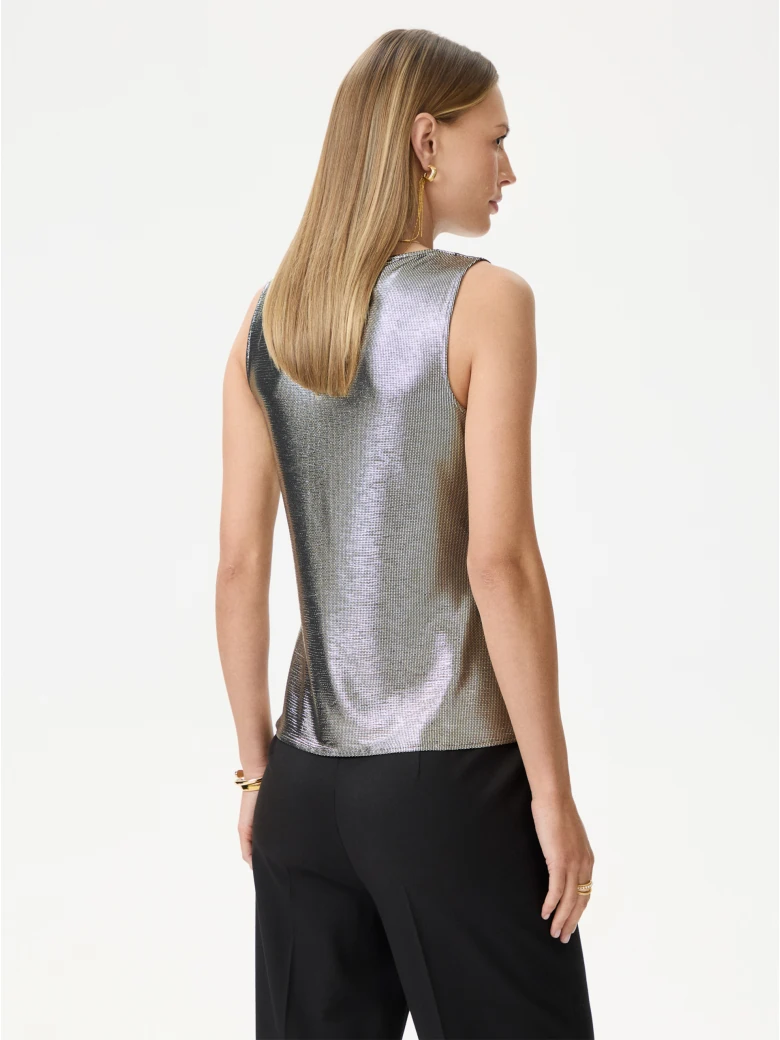 Gold blouse with a wrap neckline