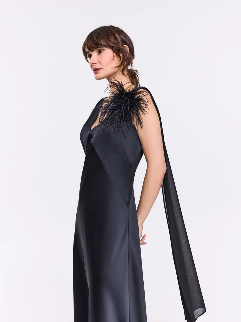 Satin black maxi dress