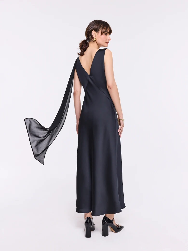 Satin black maxi dress
