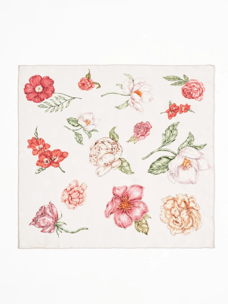 Silk reversible scarf with floral pattern