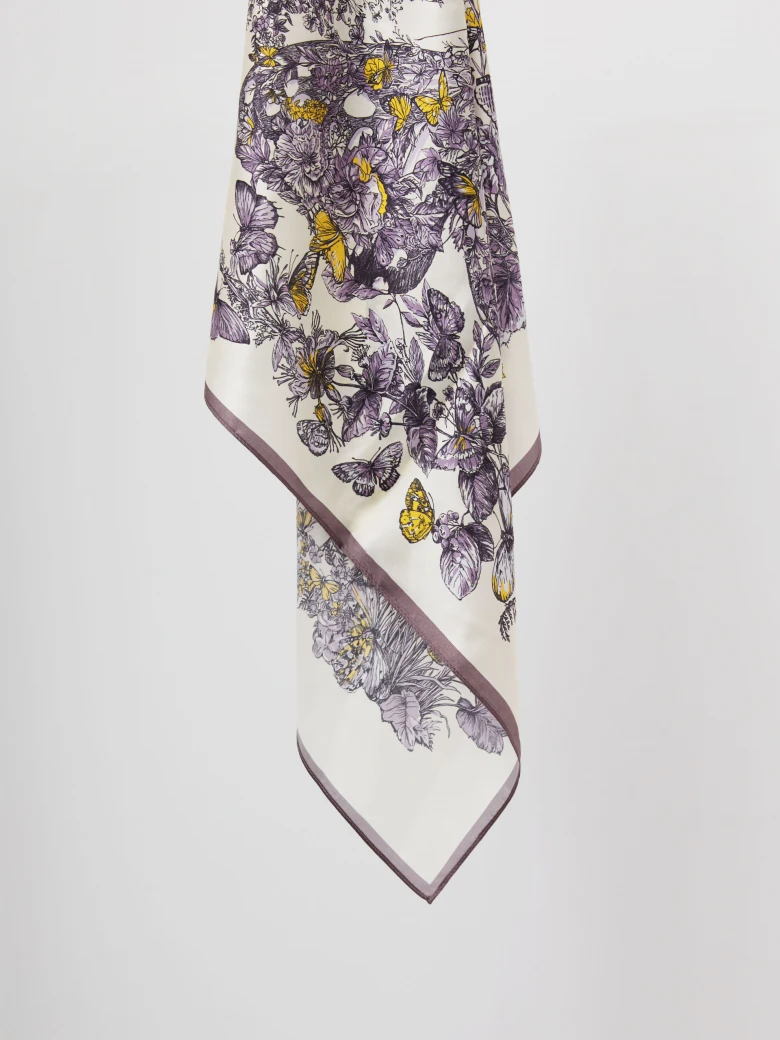 Silk scarf with purple butterflies