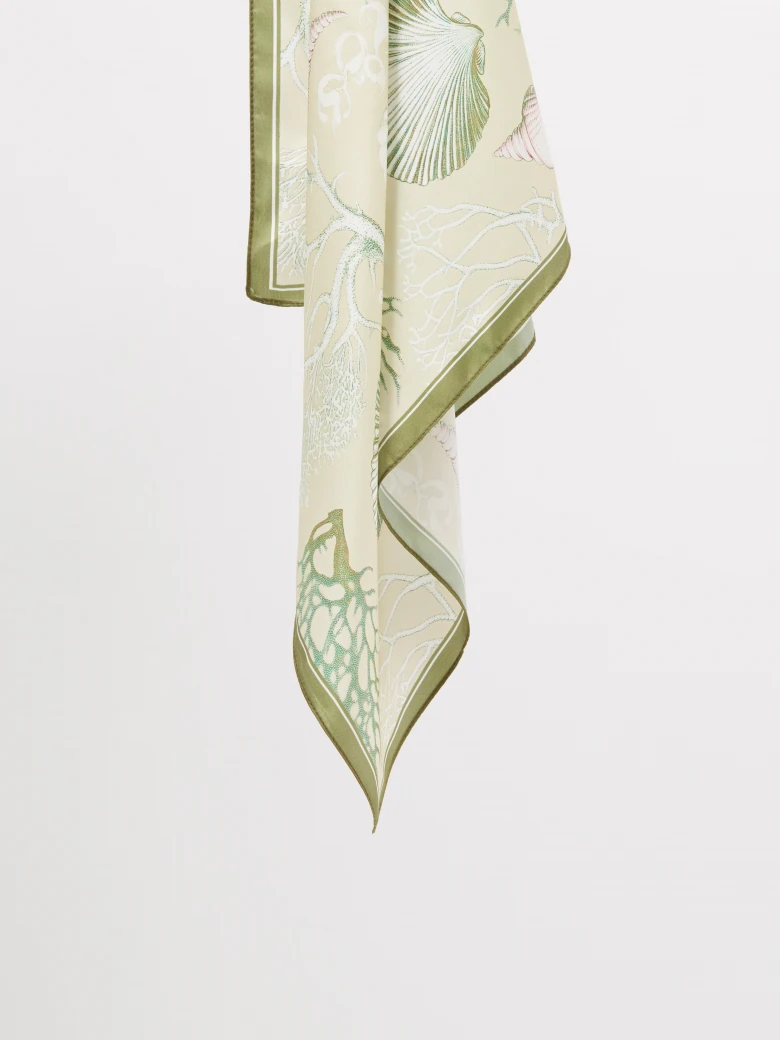 Silk scarf with a shell and coral pattern