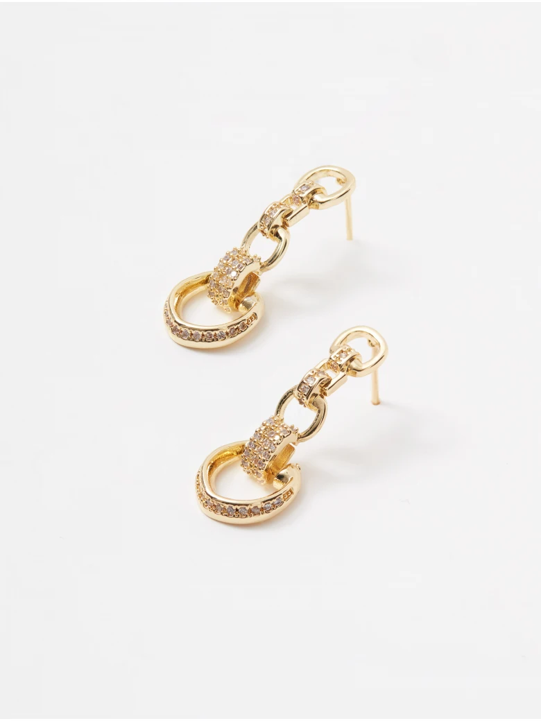 Gold-plated earrings with white zircons
