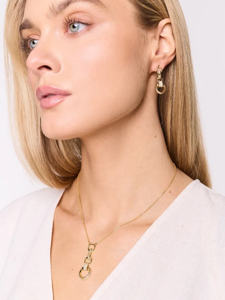 Gold-plated earrings with white zircons