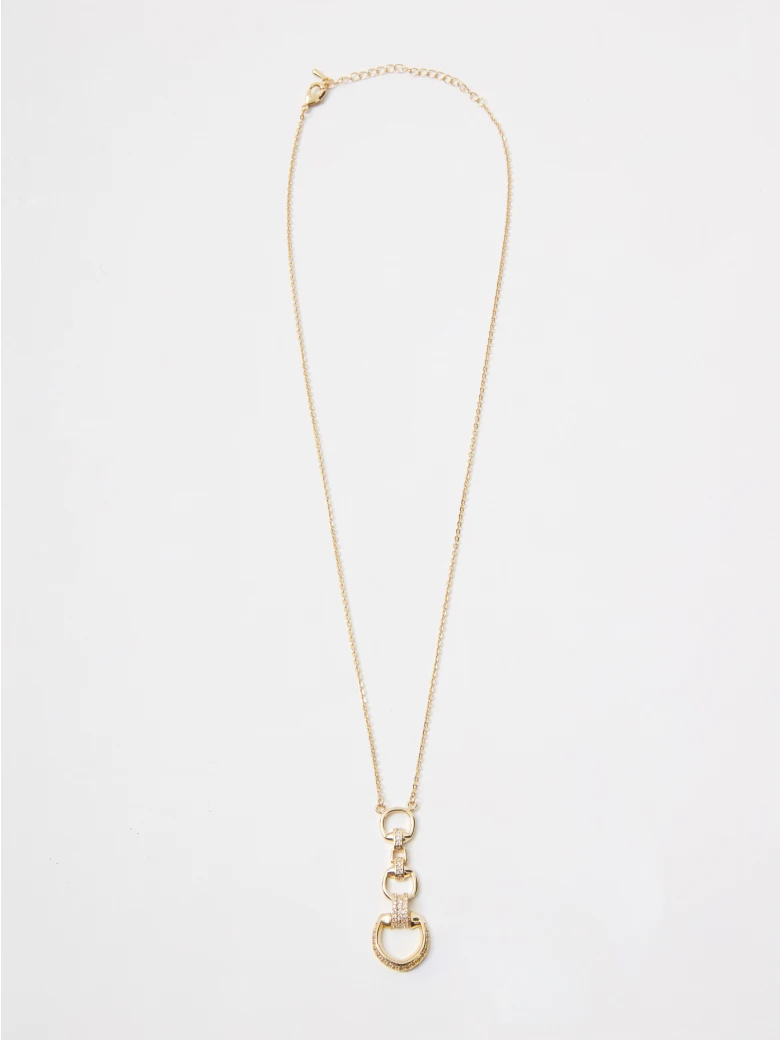Gold-plated necklace with a decorative pendant with cubic zirconias