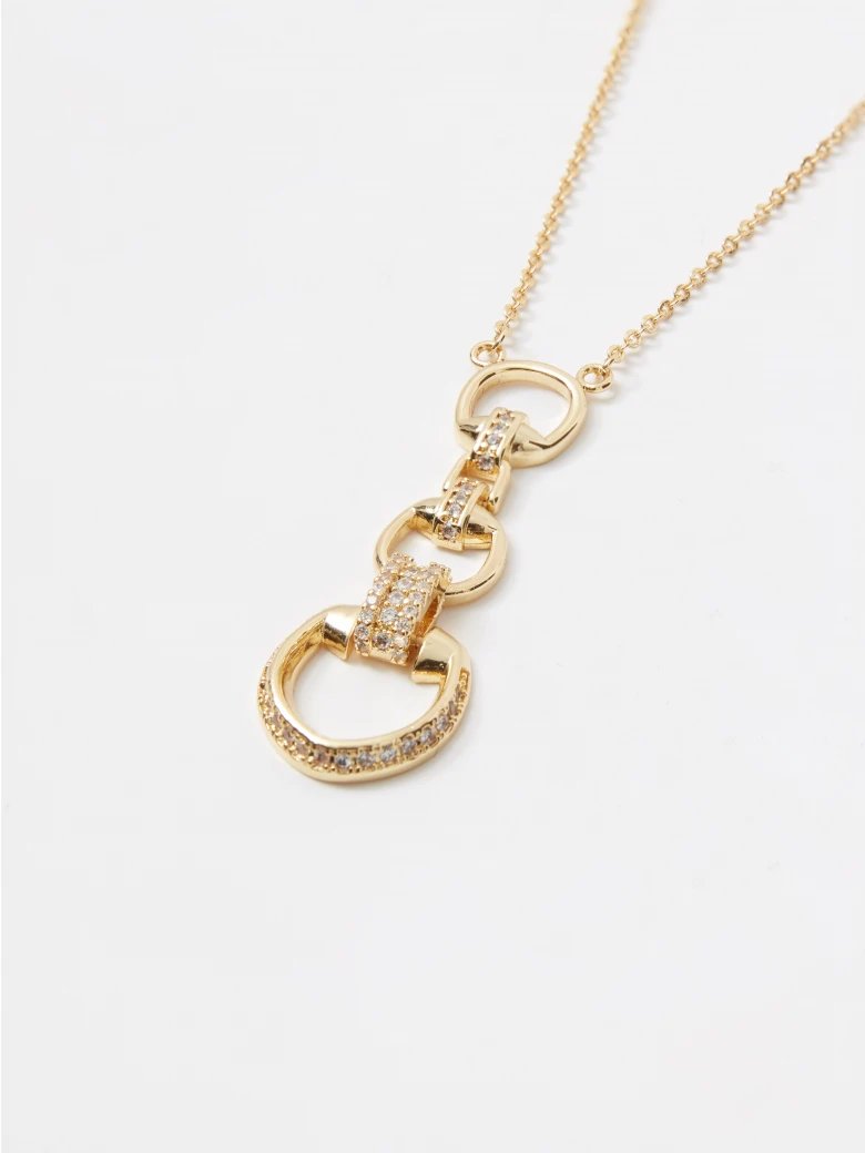 Gold-plated necklace with a decorative pendant with cubic zirconias