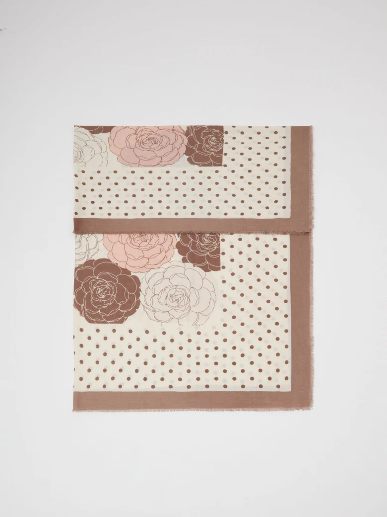 Square patterned wool and silk scarf