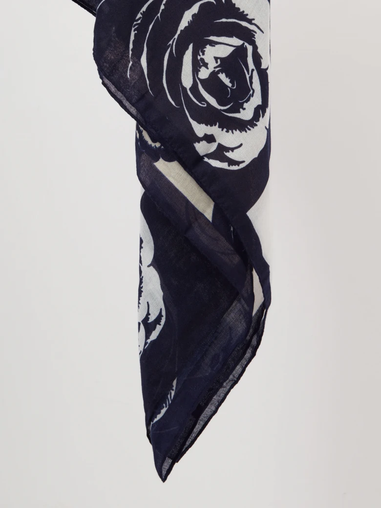 Light navy blue scarf with roses