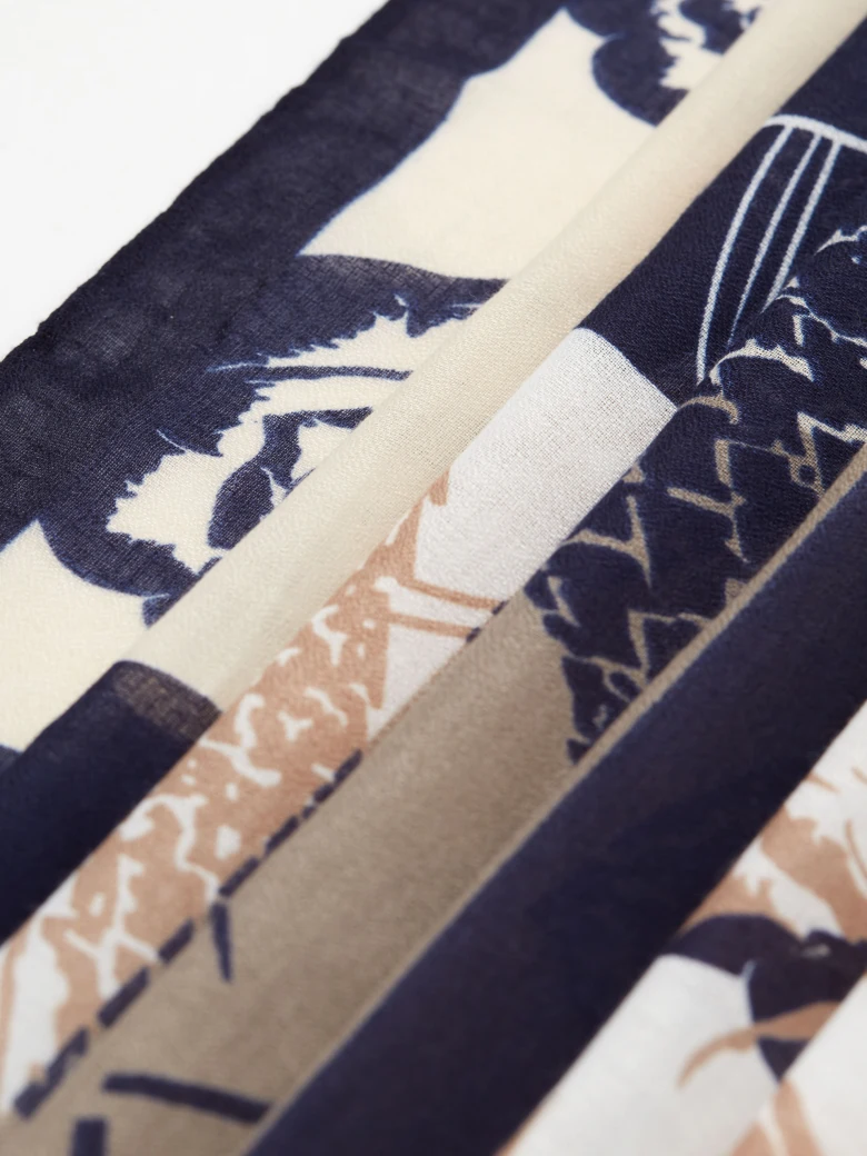 Light navy blue scarf with roses